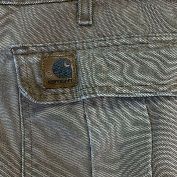 90s Carhartt duck canvas Mens 40 Distressed Faded Shorts tan - Picture 13 of 16